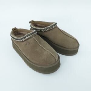 UGG Tazz Platform Slipper Womens 8 Hickory Suede UGGbraid Clog